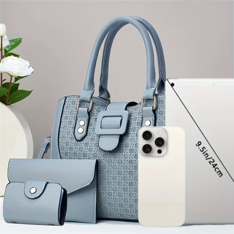 25 Autumn/Winter Knitted Three-Piece Set Fashion Handbag for Women, Light Luxury Hard Bottom High Aesthetic Gift for Mom, Stylish and Elegant Large Capacity Shoulder and Crossbody Bag for Outings
